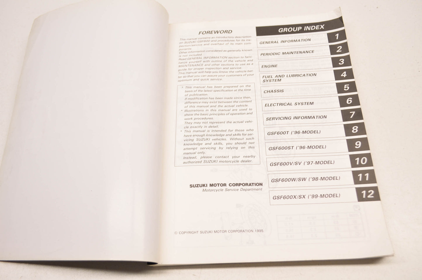 OEM Suzuki 99500-35044-01E GSF600/S Service Manual