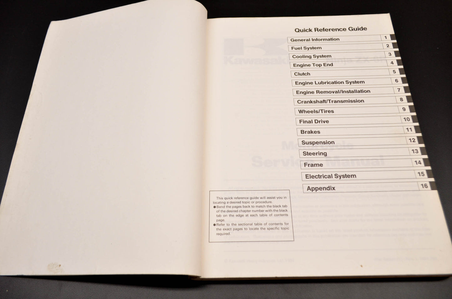 OEM Kawasaki 99924-1184-01 Service Manual ZX600F