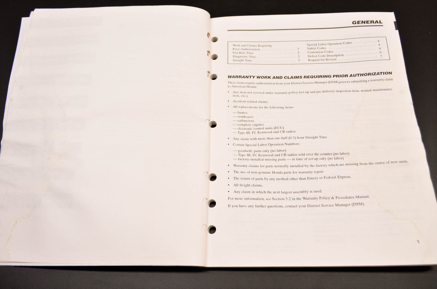 OEM Honda S0389, 14009708 97 ATV Motorcycle Warranty Flat Rate Manual