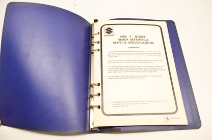 OEM Suzuki 99923-03851 85 F Model Ready Reference Service Specs Manual