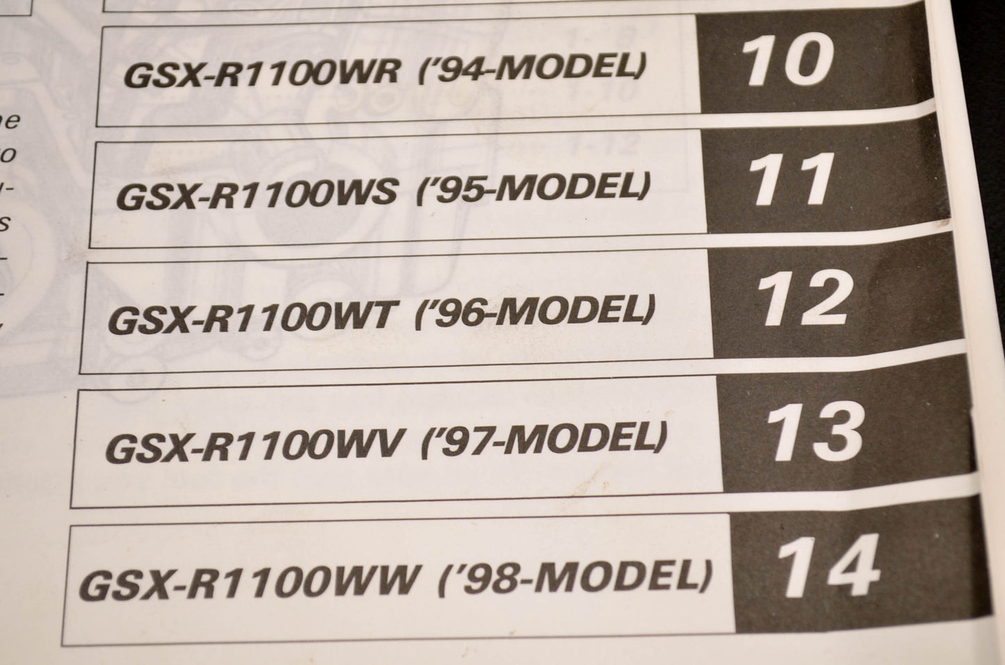 OEM Suzuki 94-98 GSX-R1100W Service Manual