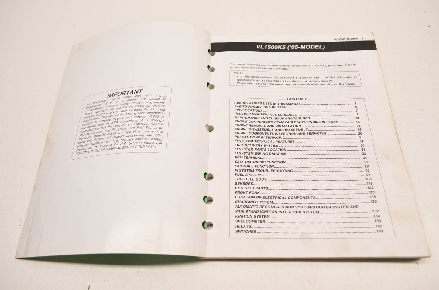 OEM Suzuki VL1500 Supplementary Service Manual