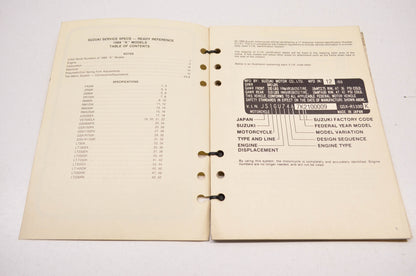 OEM Suzuki 99923-03891 89 K Model Ready Reference Service Specs Manual