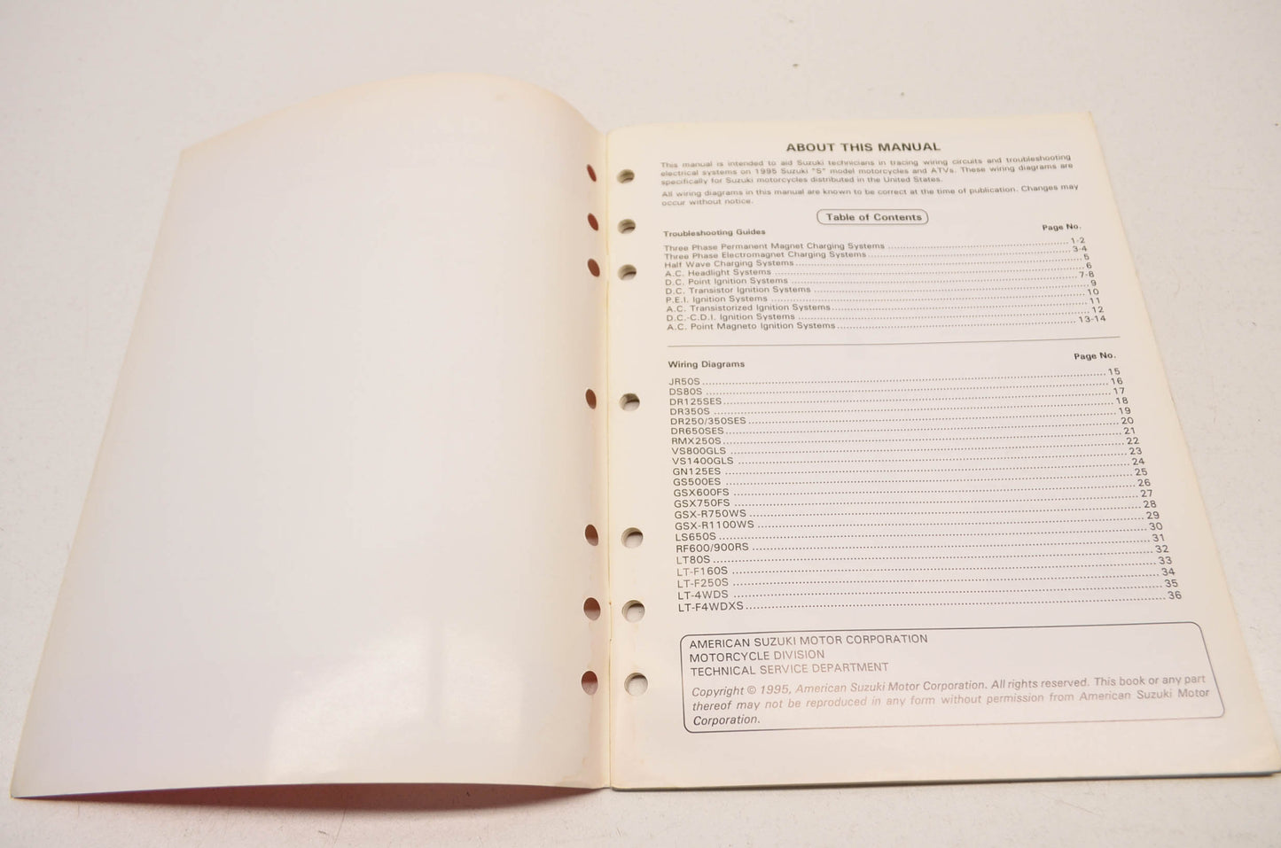 OEM Suzuki 99923-13951 95 ATV Motorcycle Wiring Diagram Manual NOS