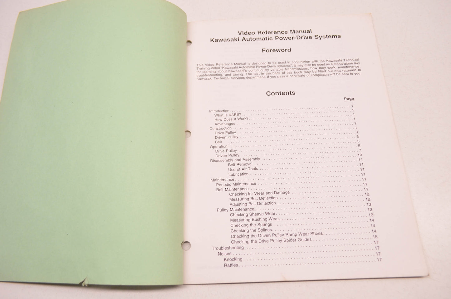 OEM Kawasaki STC-KAPS98-RSJ Automatic Power-Drive System Video Reference Manual
