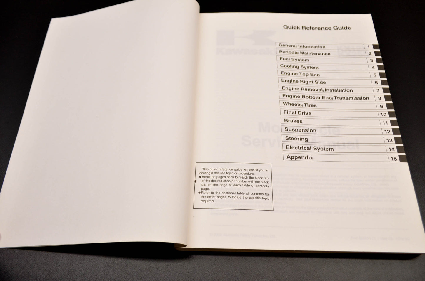 OEM Kawasaki 99924-1298-01 Service Manual KX125M/KX250M NOS