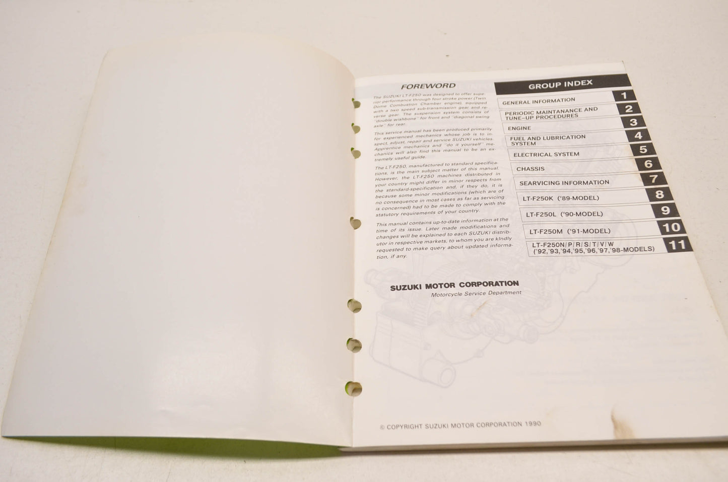 OEM Suzuki 99500-42098-01E Service Manual LT-F250/F