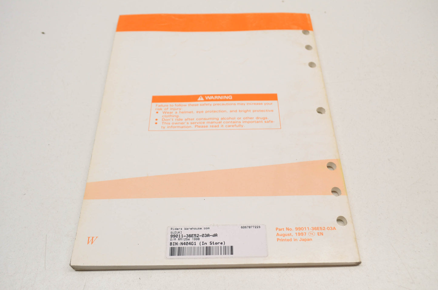OEM Suzuki 99011-36E52-03A RM125 Owner's Manual NOS