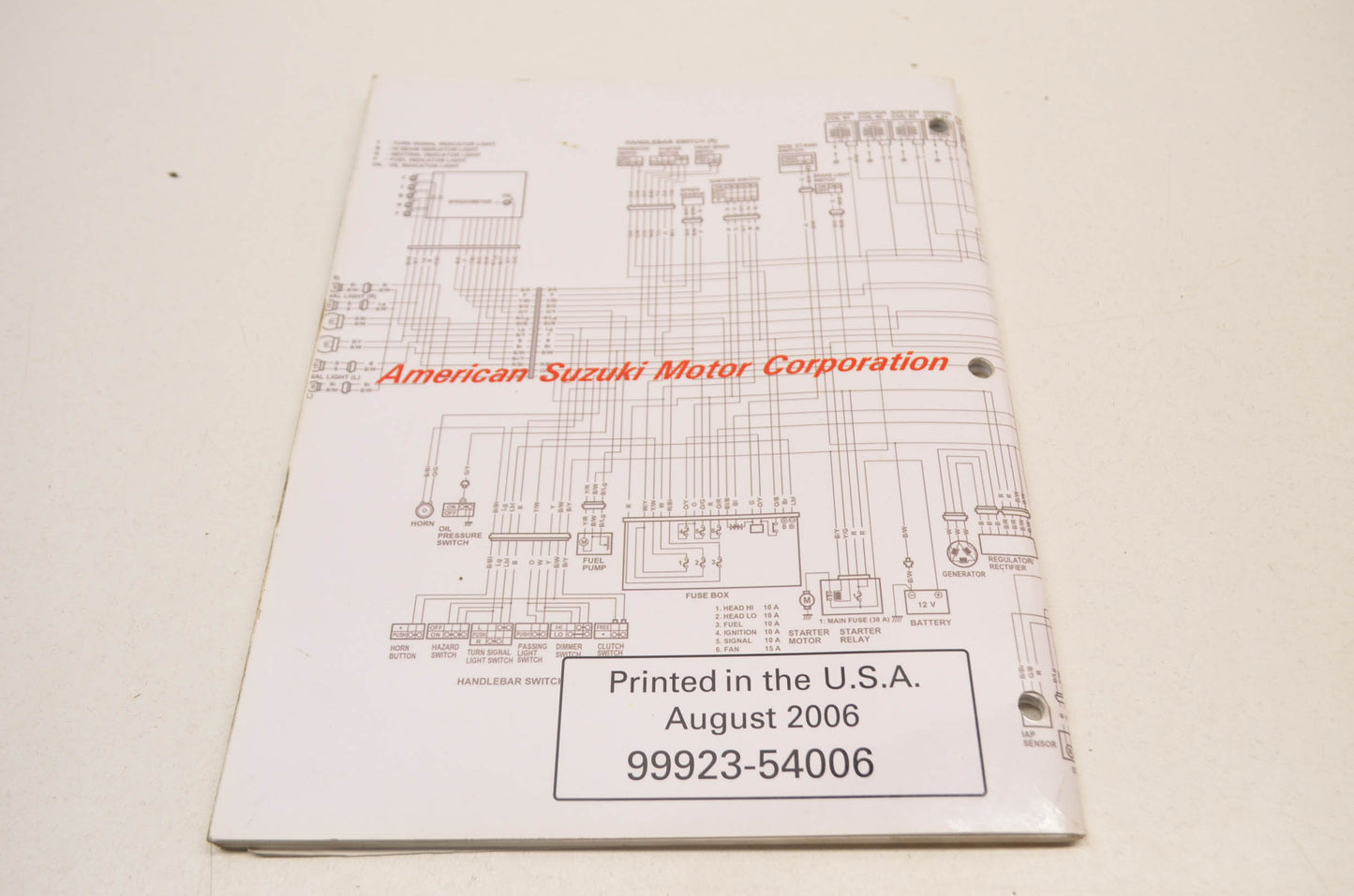 OEM Suzuki 99923-54006 06 K6 Model Wiring Diagram Manual
