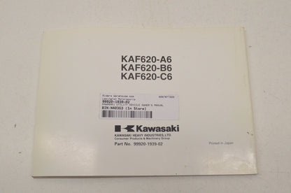 OEM Kawasaki Mule 2500/2510/2520 Owner's Manual KAF620-A6, KAF620-B6, KAF620-C6