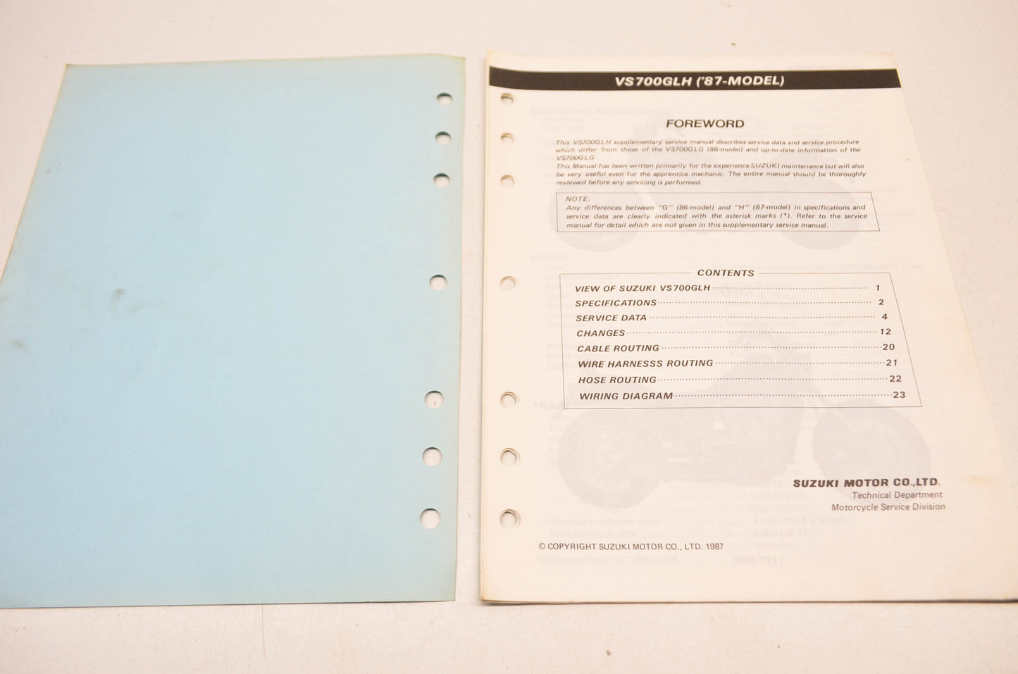 OEM Suzuki 99501-36060-03E VS700GL Supplementary Service Manual