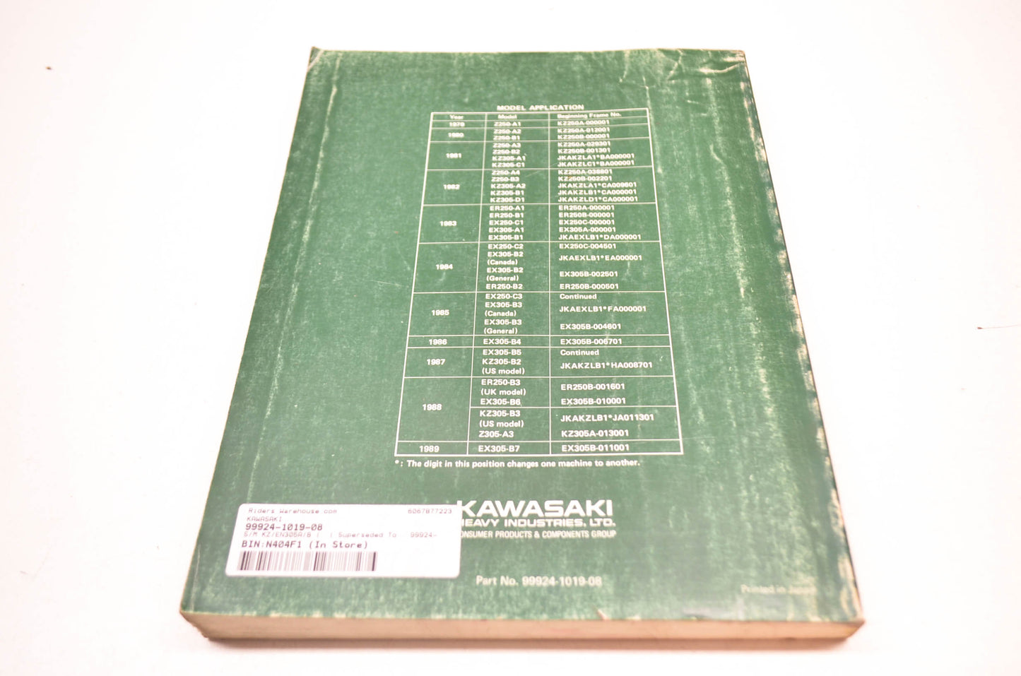OEM Kawasaki 99924-1019-08 Service Manual KZ/EN305A/B