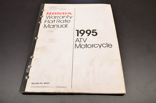OEM Honda S0360 95 ATV Motorcycle Warranty Flat Rate Manual