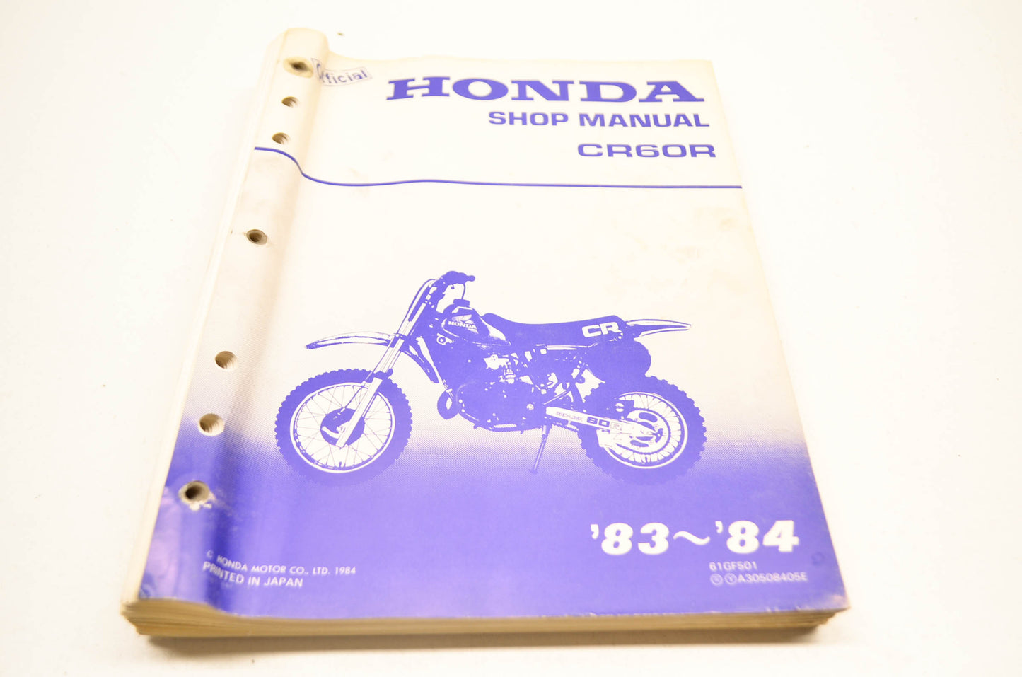 OEM Honda CR60R Shop Manual 83-84 CR60R.