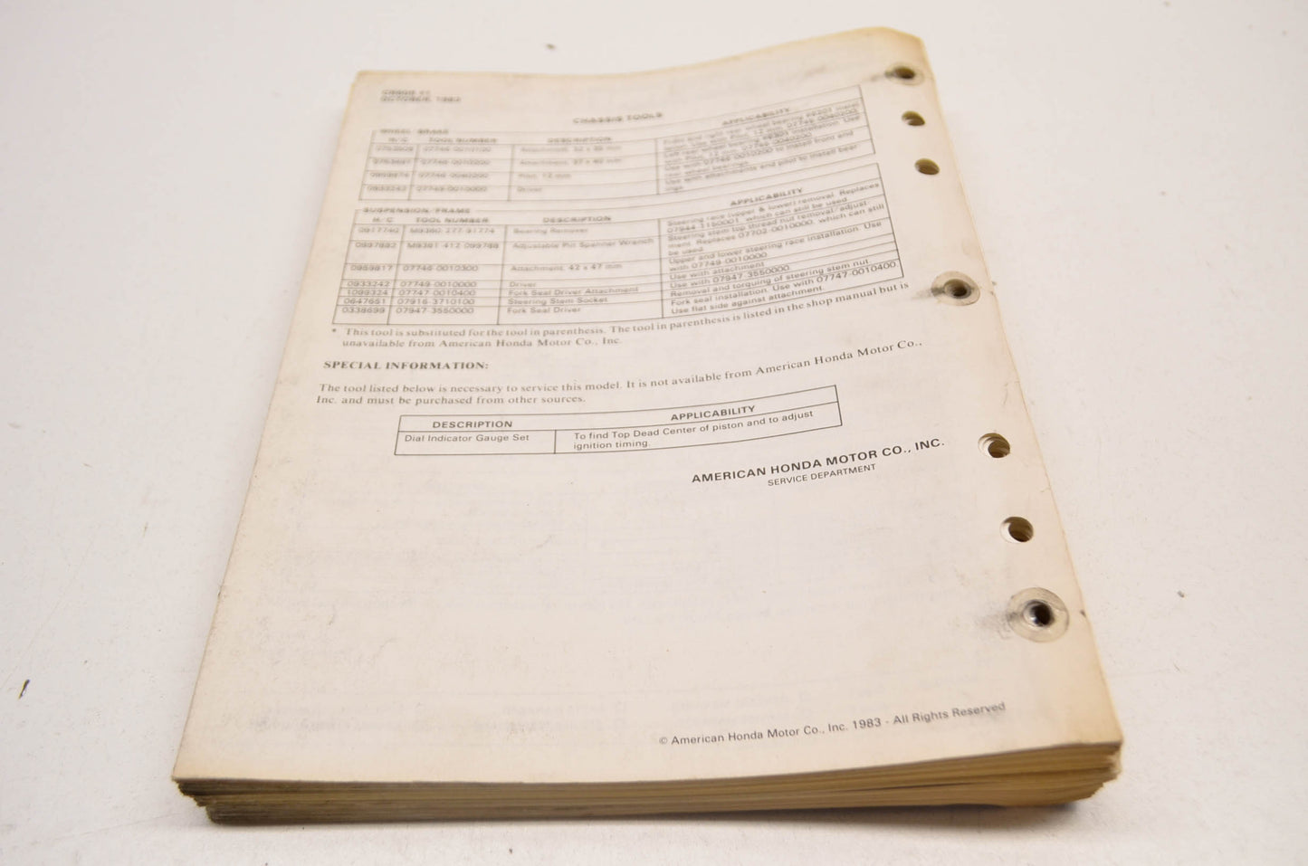 OEM Honda CR60R Shop Manual 83-84 CR60R.