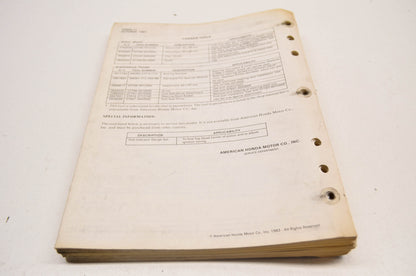 OEM Honda CR60R Shop Manual 83-84 CR60R.