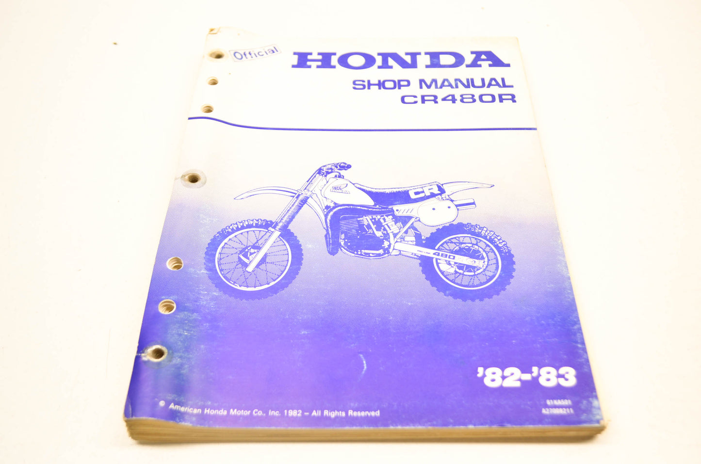 OEM Honda CR480R Shop Manual 82-83 CR480R.
