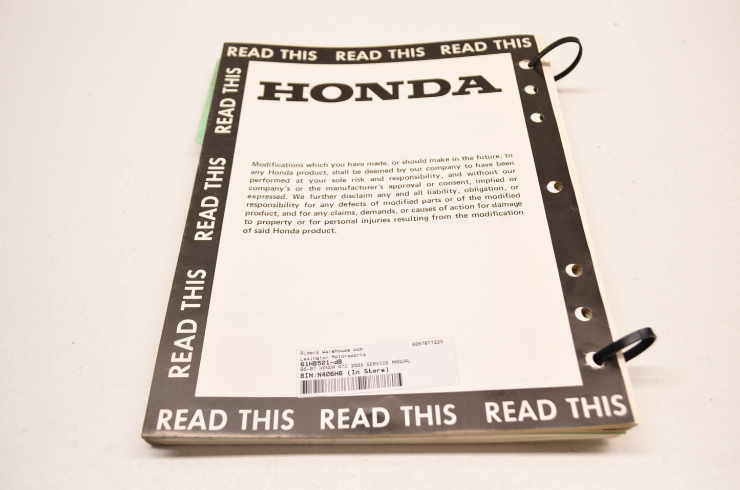 OEM Honda ATC 200X Service Manual 86-87 ATC 200X.