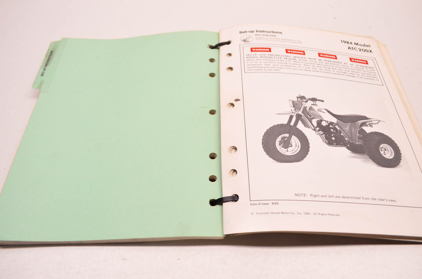 OEM Honda ATC 200X Service Manual 86-87 ATC 200X.