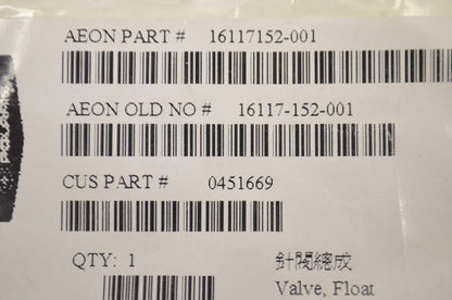OEM Polaris 0451669, 1611752-001 Needle Valve & Seat Assembly NOS