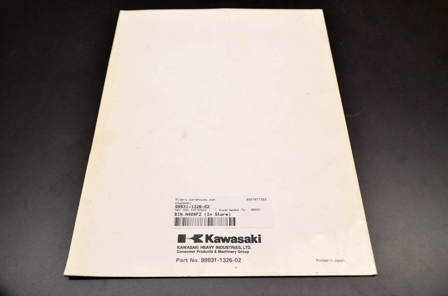 OEM Kawasaki 99931-1326-02 Assembly & Preparation Supplement KAF300-C5