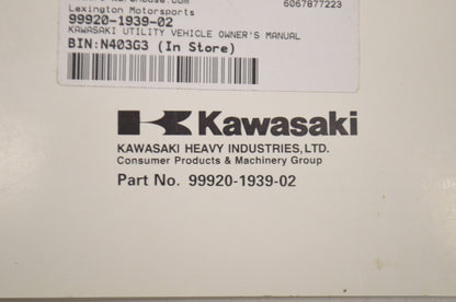 OEM Kawasaki Mule 2500/2510/2520 Owner's Manual KAF620-A6, KAF620-B6, KAF620-C6