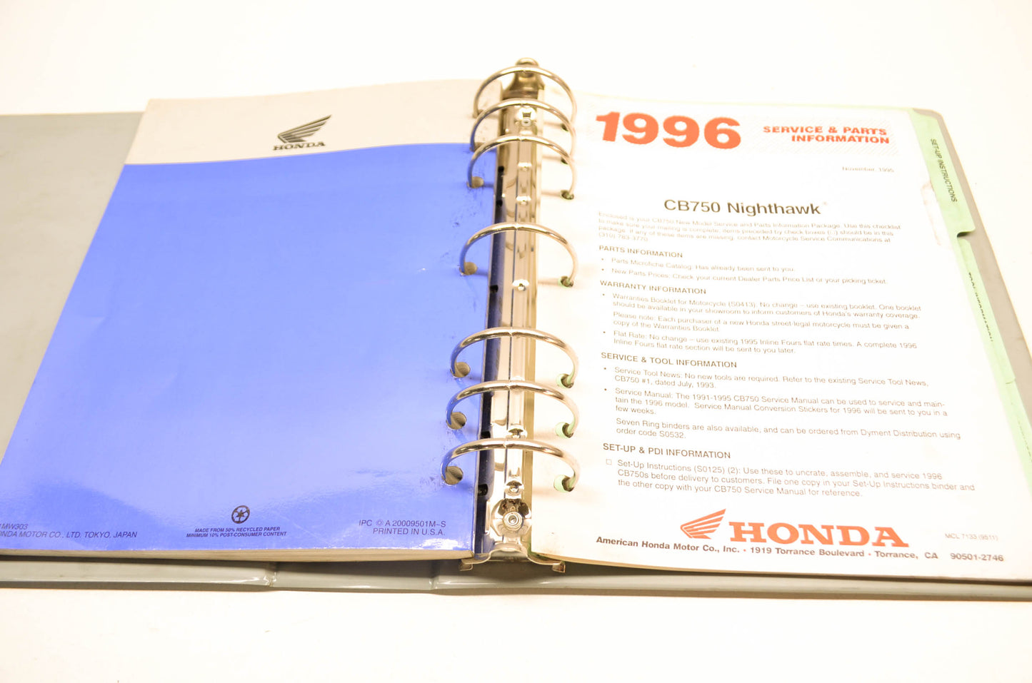 OEM Honda 61MW303 CB750 Nighthawk Service Manual
