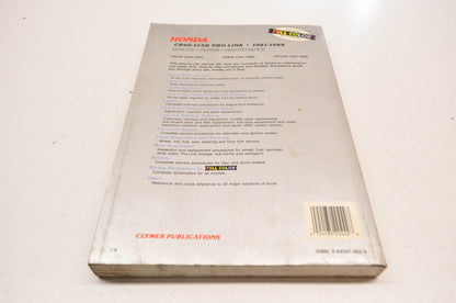 Clymer Honda CR60-125R Pro-Link Service Manual 81-88 CR60-125R Pro-Link.