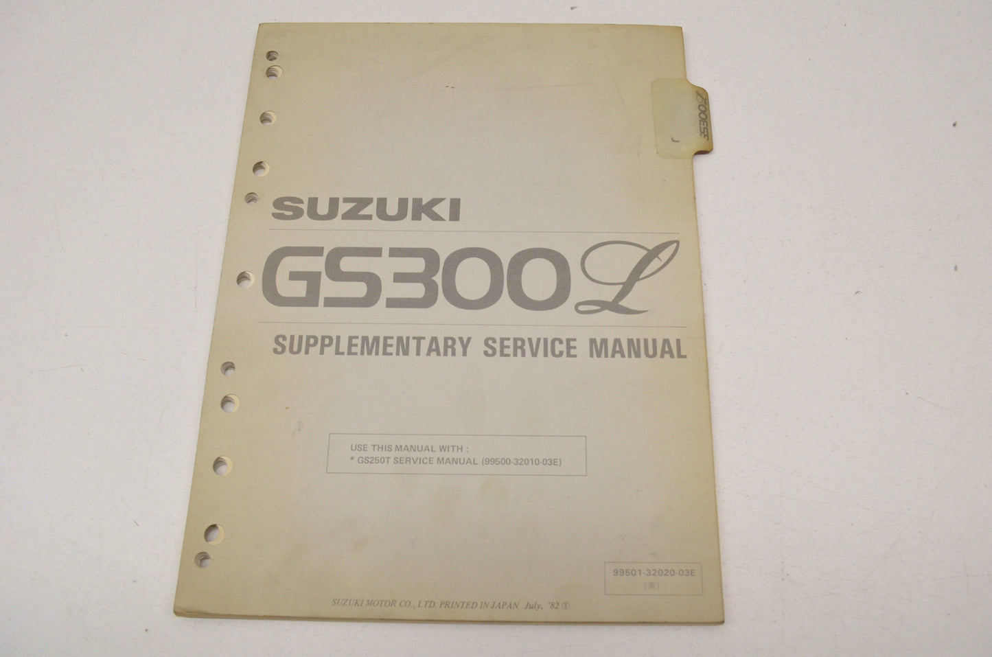 OEM Suzuki 99501-32020-03E GS300L Supplementary Service Manual GS300L