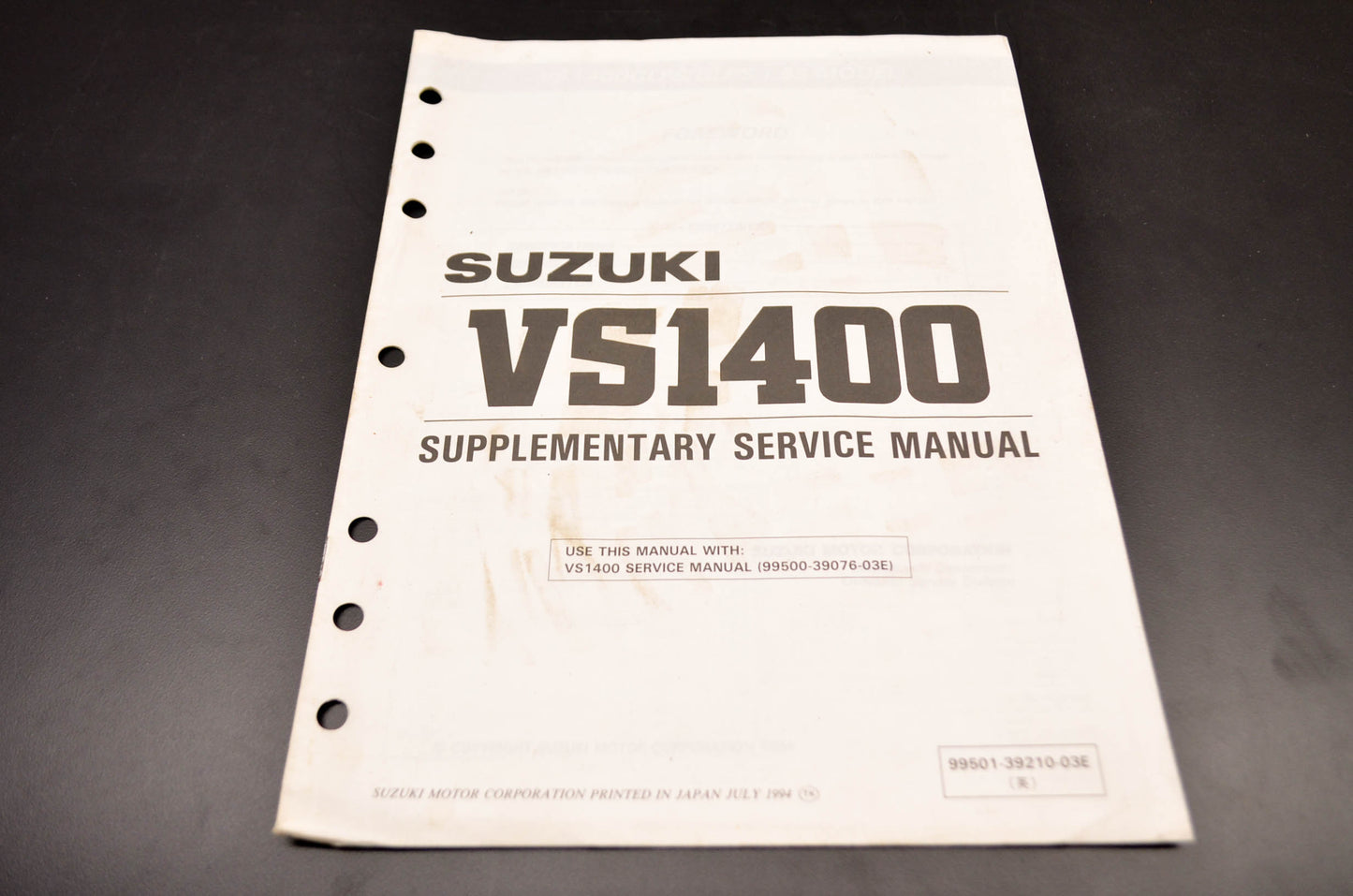 OEM Suzuki 99501-39210-03E VS1400 Supplementary Service Manual