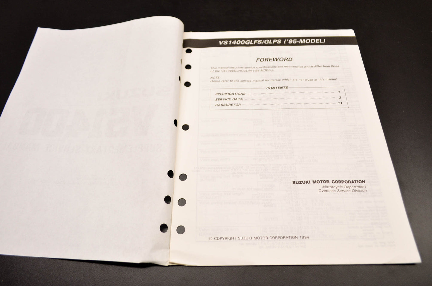 OEM Suzuki 99501-39210-03E VS1400 Supplementary Service Manual