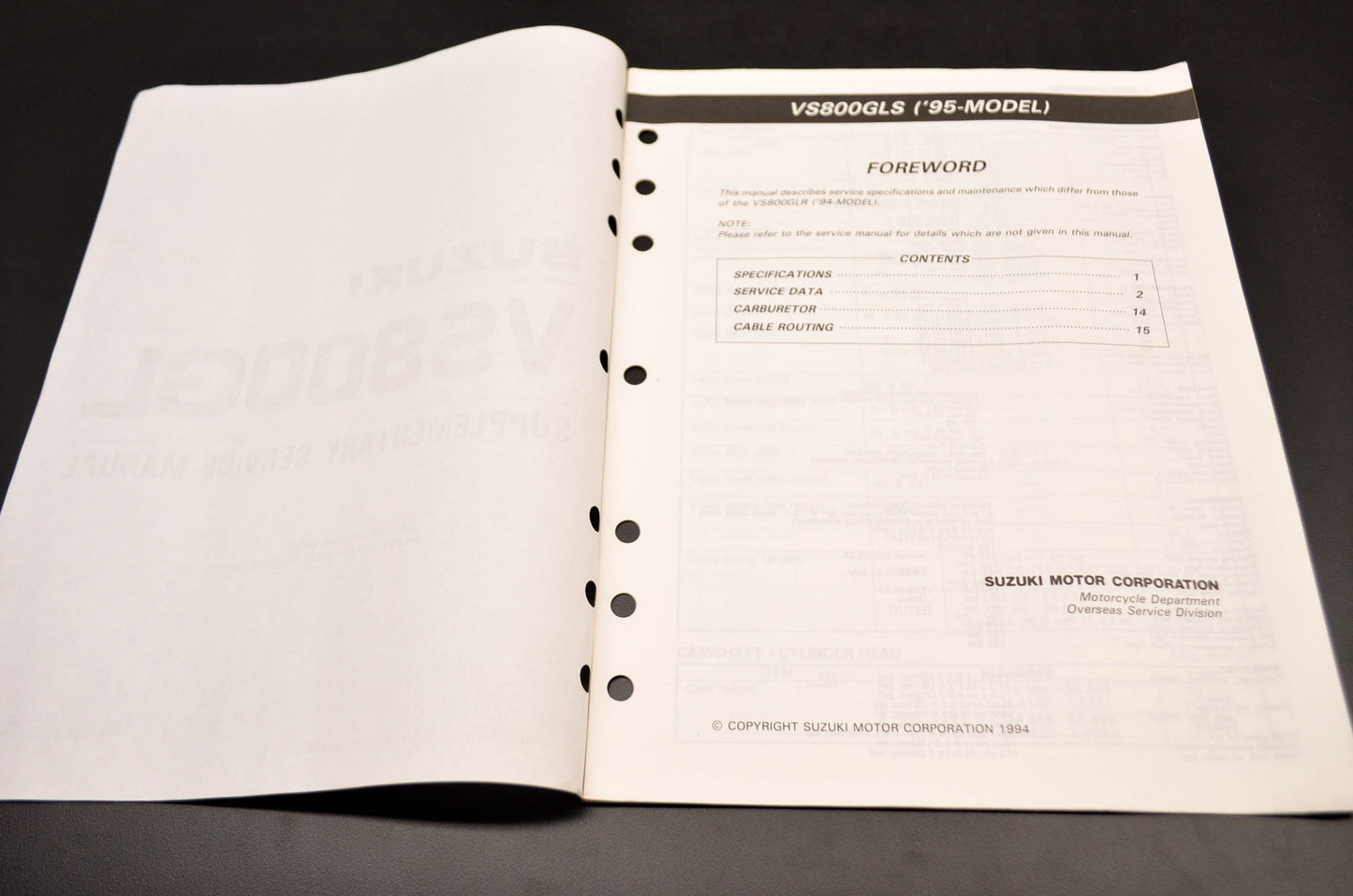 OEM Suzuki 99501-38050-03E 95 VS800GLS Supplementary Service Manual