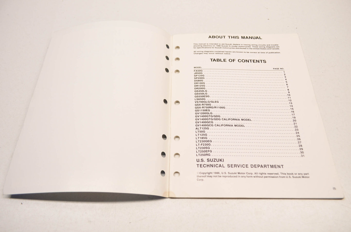 OEM Suzuki 99923-13861 86 G Model Wiring Diagram Manual NOS