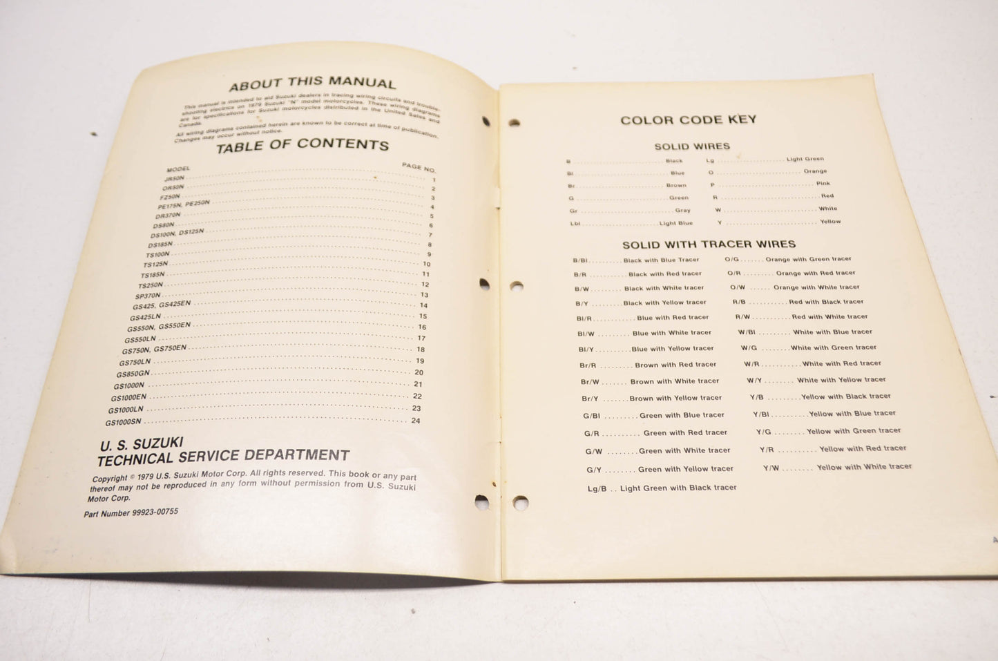 OEM Suzuki 99923-00755 79 N Model Wiring Diagram Manual