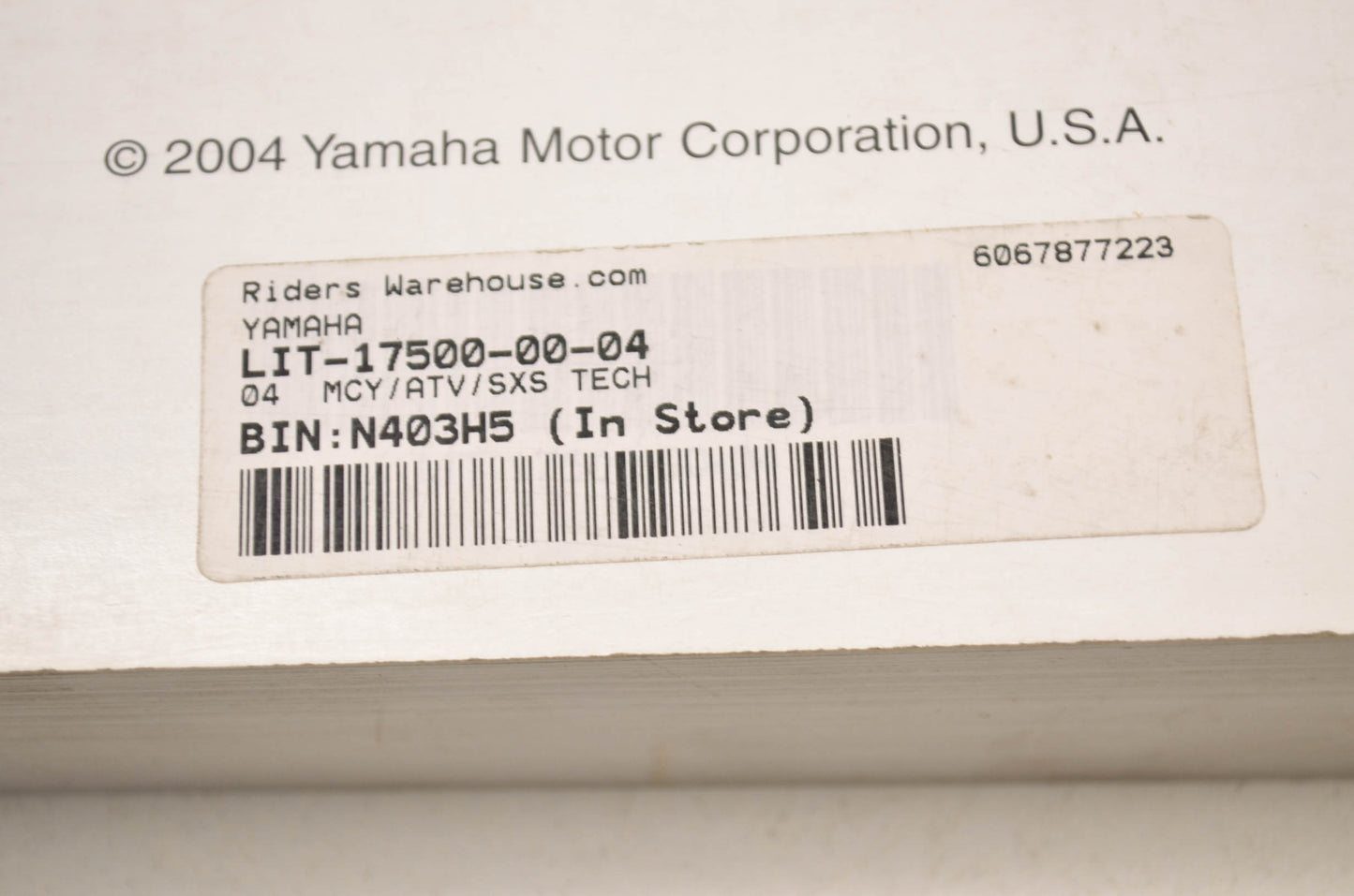 OEM Yamaha LIT-17500-00-04 Technical Update 04 Motorcycle/ATV/SXS
