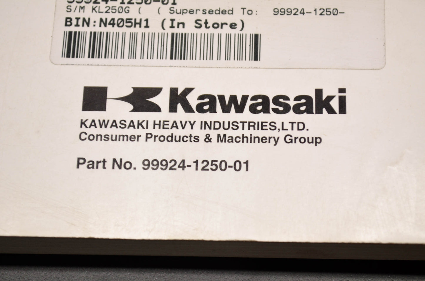 OEM Kawasaki 99924-1250-01 Service Manual KL250G NOS