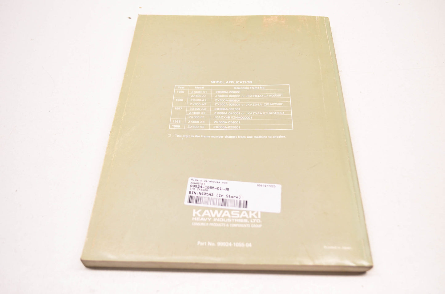 OEM Kawasaki 99924-1055-04 Service Manual ZX600-C