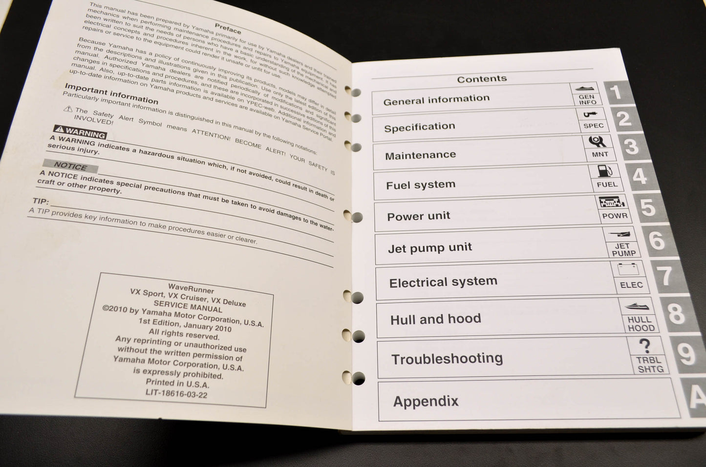OEM Yamaha LIT-18616-03-22 Service Manual VX1100 VX1100A VX110