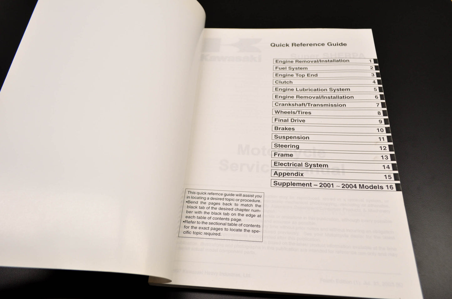 OEM Kawasaki 99924-1250-05 Service Manual KL250G NOS