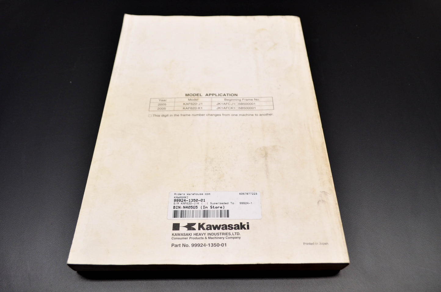 OEM Kawasaki 99924-1350-01 Service Manual KAF620J/K