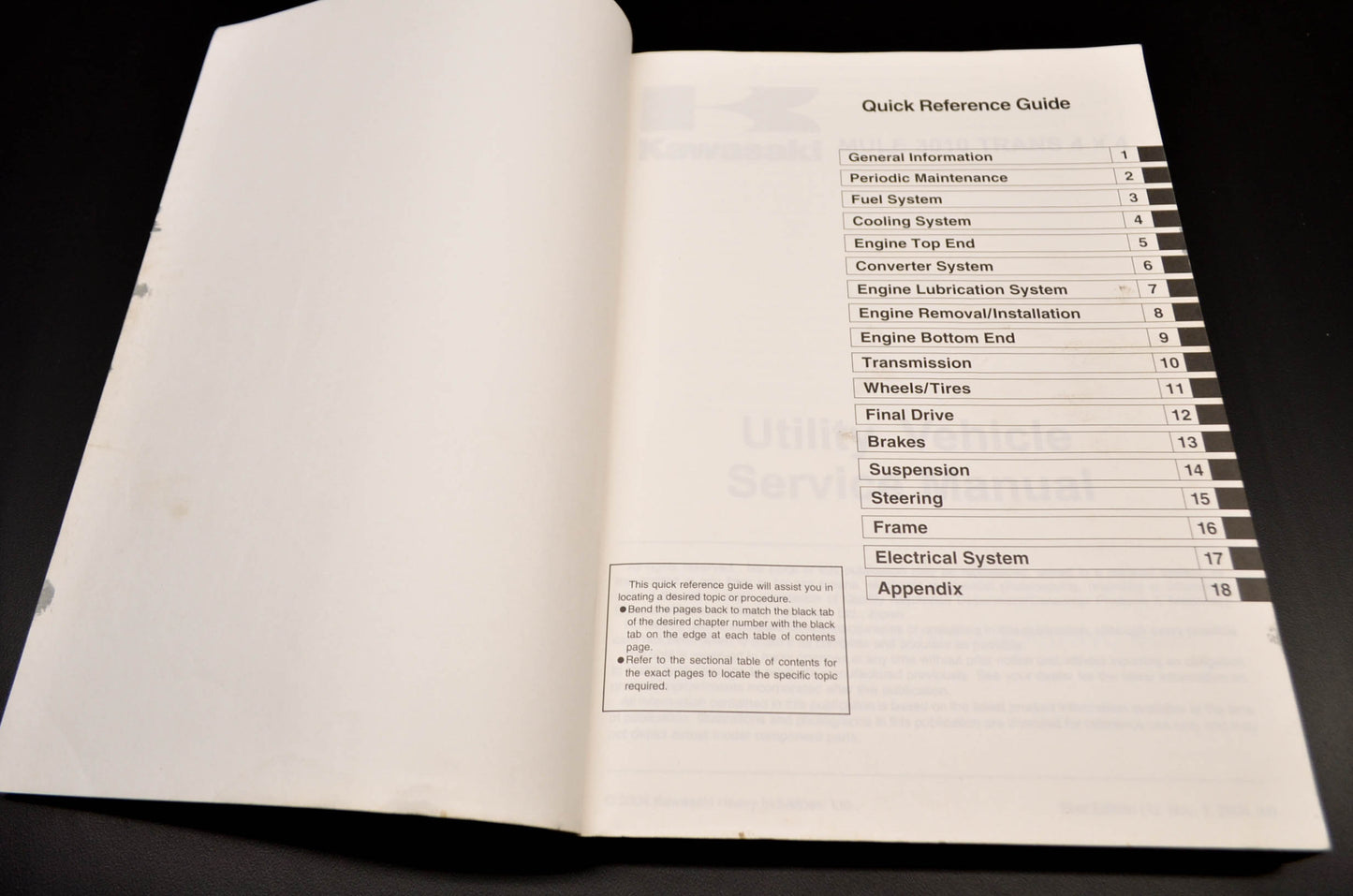 OEM Kawasaki 99924-1350-01 Service Manual KAF620J/K