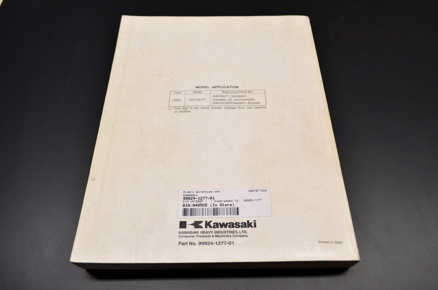 OEM Kawasaki 99924-1277-01 Service Manual VN1500P