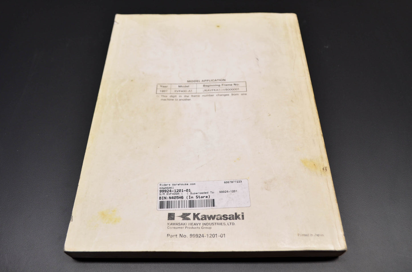OEM Kawasaki 99924-1201-01 Service Manual KVF400A/B