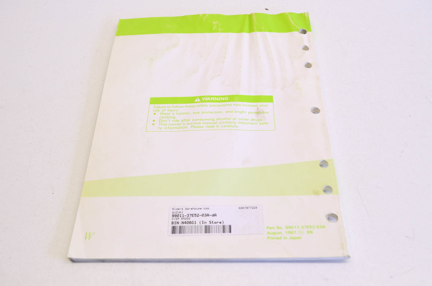 OEM Suzuki 99011-37E52-03A Owner's Manual RM250W 1998