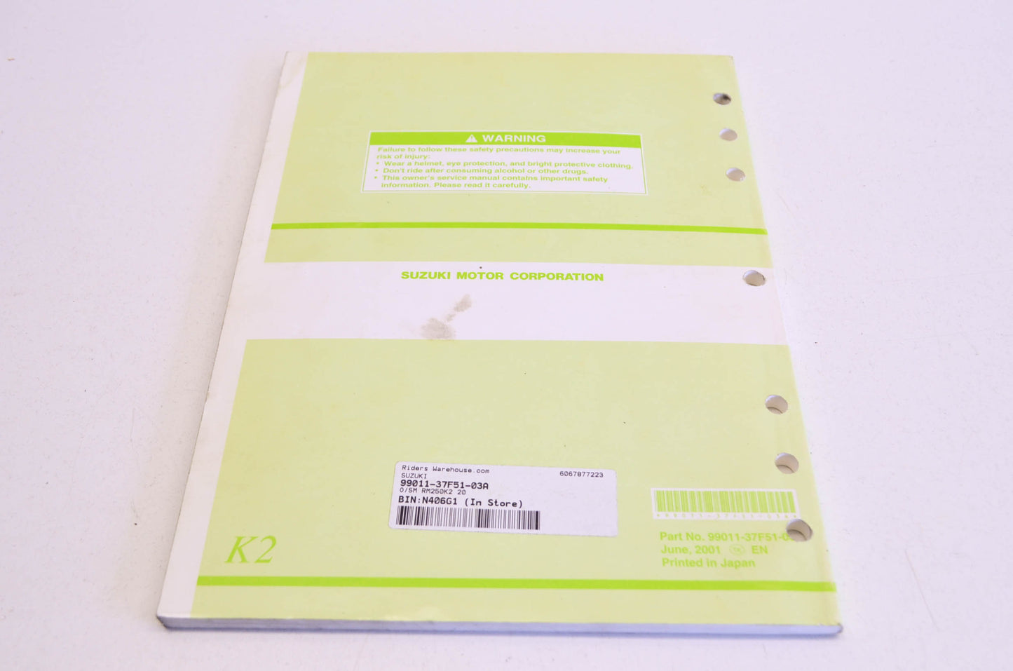 OEM Suzuki 99011-37F51-03A Owner's & Service Manual RM250K2 20