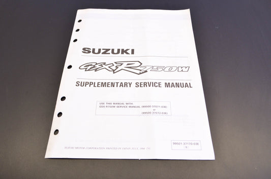 OEM Suzuki 99501-37170-03E GSXR750W Supplementary Service Manual