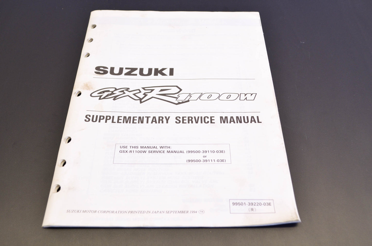 OEM Suzuki 99501-39220-03E GSX-R1100W 1993 Serv. Manual
