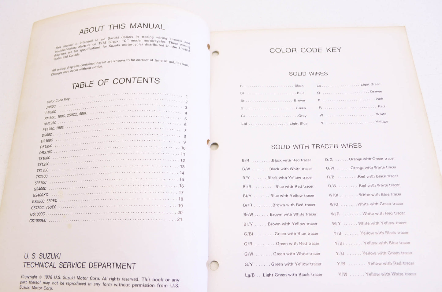 OEM Suzuki 99923-00738 78 C Model Wiring Diagram Manual