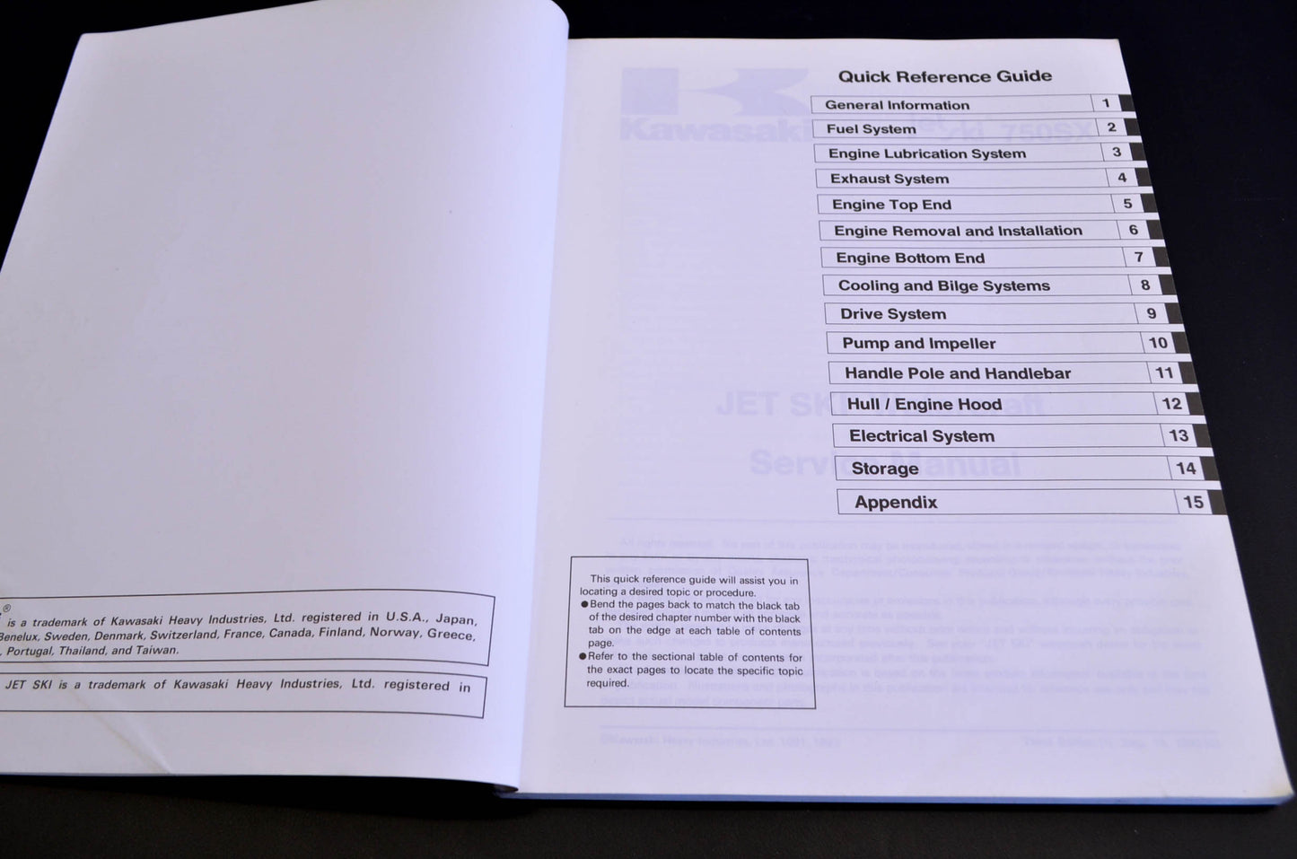 OEM Kawasaki 99924-1156-03 Service Manual JS750A/B