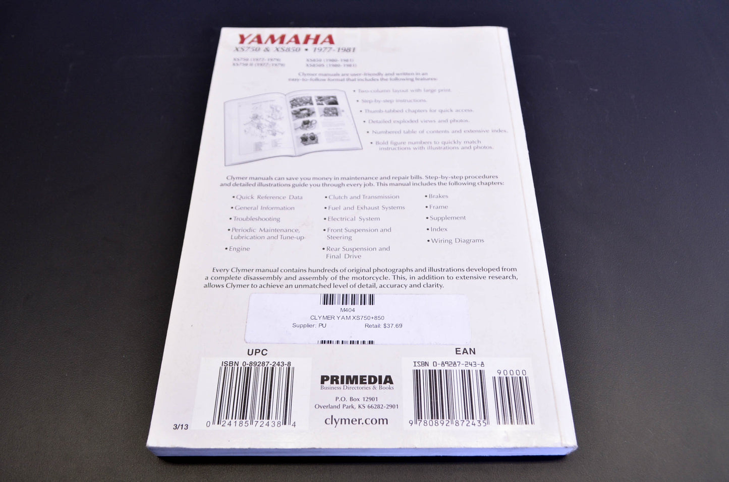 Clymer Yamaha XS750 XS850 Service Manual 77-81 XS750/850.